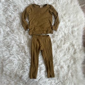 Siskin by Engel Organic Merino Wool & Silk Top and Bottom Set - Deep Ochre